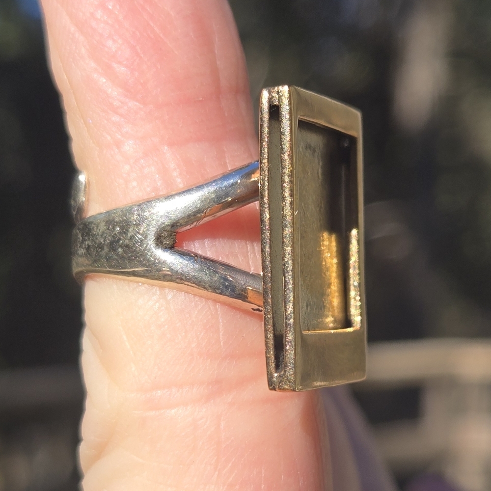 Sterling & Brass Picture Frame Ring Sz7 Adjustable - Picture 4 of 8